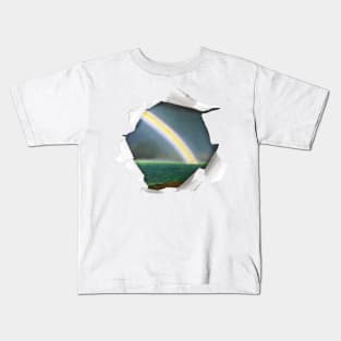 Rainbow in a Hole Kids T-Shirt